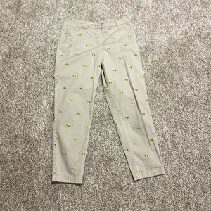 Talbots Women’s Size 8 Beige Lemon Print Ankle Pants Cropped Summer Chinos